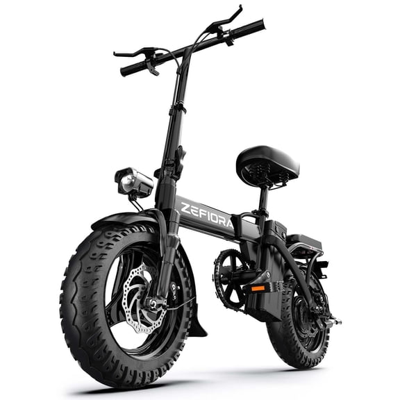 Folding Electric Bike for Adults, 14'' Mini Ebike, 48V 7.8Ah Removable Battery, Two Seats City Commuter Electric Bicycle, UL2849