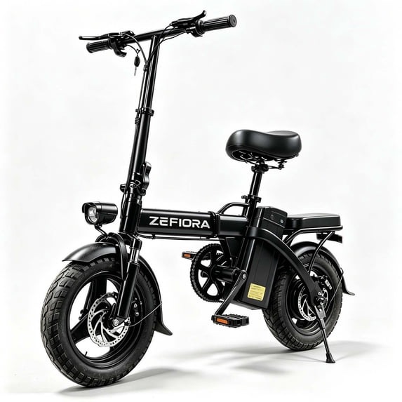 Folding Electric Bike for Adults, 14'' Mini Ebike, 48V 10Ah Removable Battery, Two Seats City Commuter Electric Bicycle, UL2849