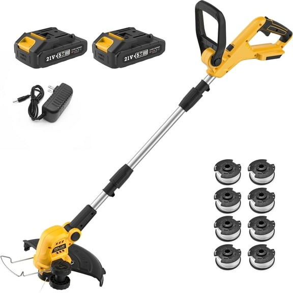 ZEGJAW Cordless String Trimmer and Edger, 12 inch 20V Weed Wacker Battery Operated Lawn Edger with 8 Pcs Replace Spool Trimmer Lines