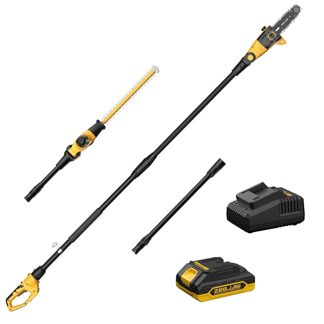 ZEGJAW Pole Saw 8-Inch Cordless Tree Trimmer and 18-Inch Pole Hedge ...