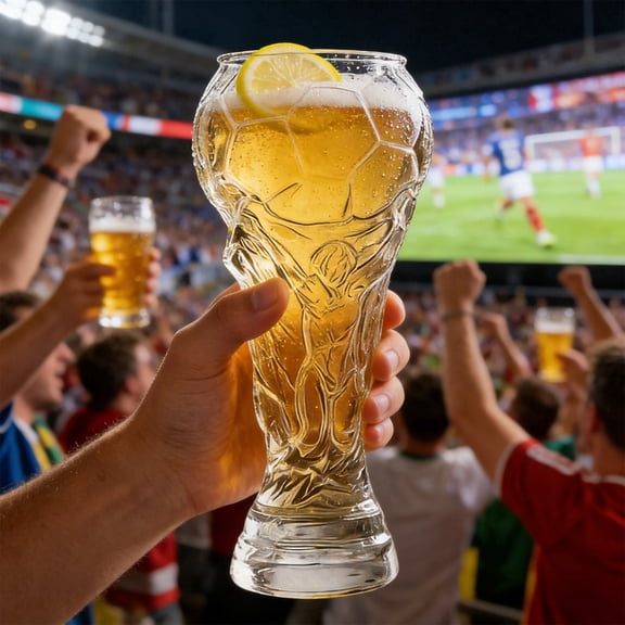 ZEGNUJ Large Capacity Champions Beer Mug Glass 6.89X2.76X2.76 Inches Cup Trophy Inspired Drinkware High Transparency Durable For Football Fan Home Bar