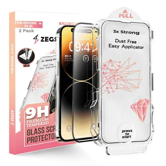 ZEGSY Tempered Glass Screen Protectors for iPhone 16 Plus 6.7 Inch, 2 Pack, Bubble Free, HD Clear, Easy Install