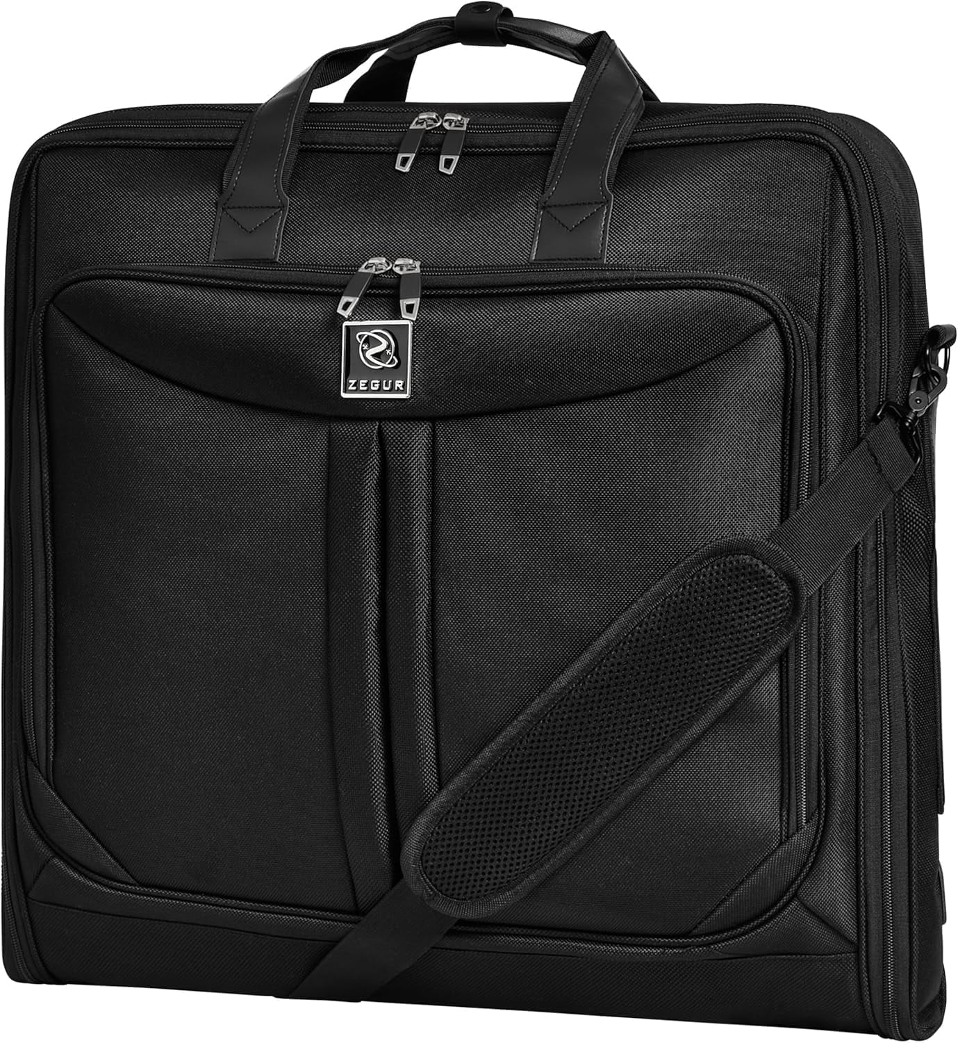 ZEGUR 40-Inch 3 Suit Carry On Garment Bag for Travel or Business Trips - Features an Adjustable Shoulder Strap and Multiple Organization Pockets - Black