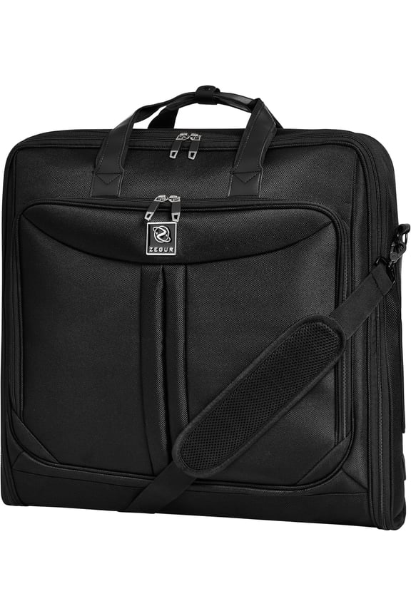 Premium Suit Garment Bag Carry On - Hangs 4 Suits - Travel & Business with Shoulder Strap and Laptop Compartment
