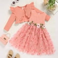 thumbnail image 1 of ZEHJUHAN Baby Girl's Sleeveless Flower Applique Mesh Tutu Dress Lace Button Cardigan Set for Party Pink，3-6M, 1 of 8