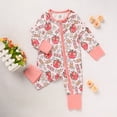 thumbnail image 1 of ZEHJUHAN Baby Infant Back to School Romper Long Sleeve Apple & Pencil Print Zipper Onesie Outfit Pink，1-3M, 1 of 7