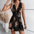 thumbnail image 1 of ZEHJUHAN Women's Deep V-Neck Floral Print Jumpsuit - Sexy Back Tie Detail Shorts Romper For Summer Black，XL, 1 of 7