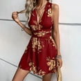 thumbnail image 1 of ZEHJUHAN Women's Deep V-Neck Floral Print Jumpsuit - Sexy Back Tie Detail Shorts Romper For Summer Dark Red，S, 1 of 6