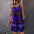 thumbnail image 1 of ZEHJUHAN Women's Floral Print Sleeveless Off-Shoulder Spaghetti Strap Jumpsuit with Pockets Drawstring Waist Dark Blue，L, 1 of 5