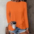 thumbnail image 1 of ZEHJUHAN Women's Solid Color Long Sleeve Asymmetrical Hem Top with Cut-Out Detail Casual Fall Spring Shirt Orange Red，S, 1 of 4