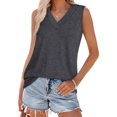 thumbnail image 1 of ZEHJUHAN Women's Solid Color V-Neck Sleeveless Tank Top - Basic Stretchy Summer Tee Dark Gray，L, 1 of 7