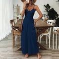 thumbnail image 1 of ZEHJUHAN Women's Solid Color V-Neck Wide Leg Jumpsuit with Adjustable Straps Back Tie Backless Design Summer Vacation Wear Dark Blue，XXL, 1 of 5