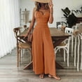 thumbnail image 1 of ZEHJUHAN Women's Solid Color V-Neck Wide Leg Jumpsuit with Adjustable Straps Back Tie Backless Design Summer Vacation Wear Earthy Yellow，XL, 1 of 5