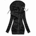 thumbnail image 1 of ZEHJUHAN Women's Urban Motion Jacket: Slim-Fit Zip Hoodie with Pleated Detail & Adjustable Drawstring Black，2XL, 1 of 4