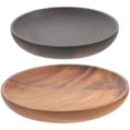 thumbnail image 1 of ZEHUANYU 2Pcs Food Plates Household Salad Plates Multipurpose Table Wares (Dark Wood Color), 1 of 5