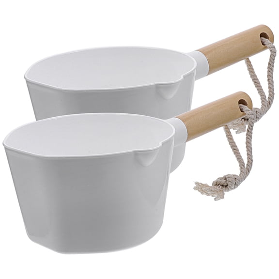 RENACLIPY Long Handle Water Dipper Wood Kitchen Use Home Accessories Bath Time 2Pack