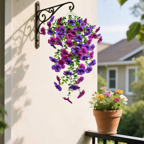 ZEIDO Artificial Morning Glory Teardrop Swag for Front Door UV Resistant Spring Hanging Faux Flower for Wedding Patio Garden Porch Yard Home Decor C