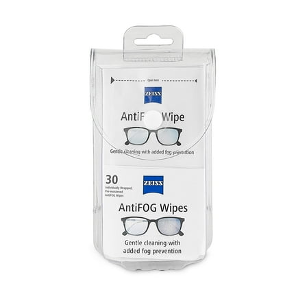 ZEISS Gentle and Thorough Cleaning Anti Fog Lens Cleaner Wipes for Eyeglass, 30 Count