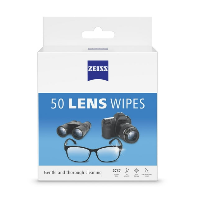 ZEISS Gentle and Thorough Cleaning Eyeglass Lens Cleaner Wipes, 50 Count