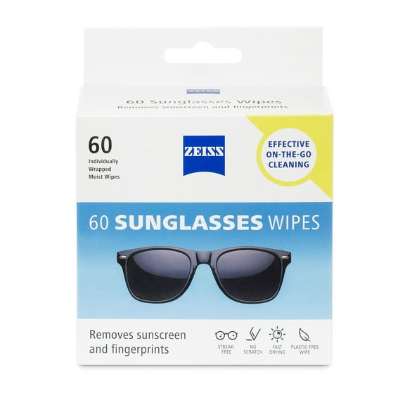 ZEISS Gentle and Thorough Cleaning Sunglass Lens Cleaner Wipes, 60 Count