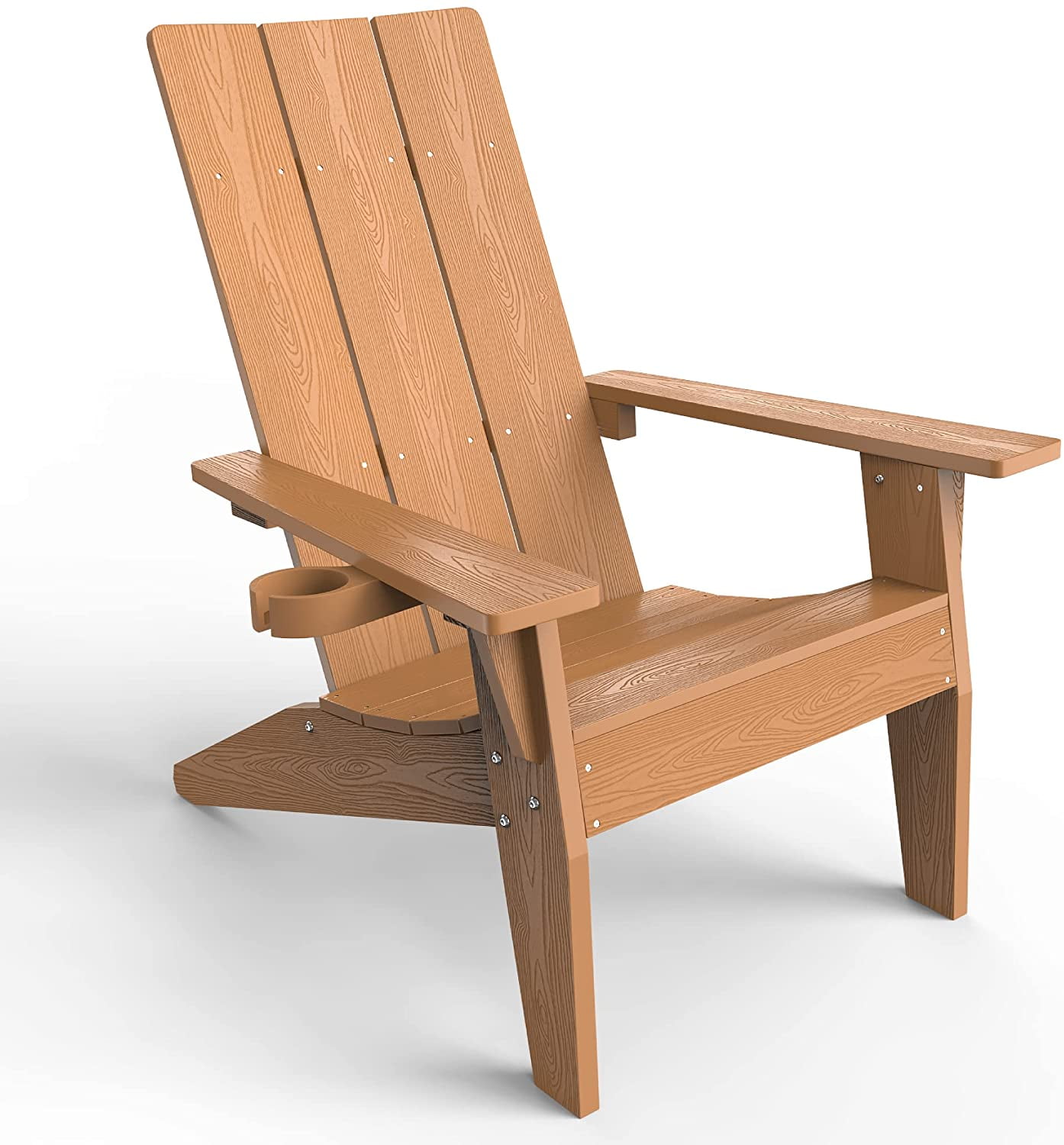 ZEKOO Adirondack Chair with Cup Holder Plastic Outdoor Patio Lawn Chair Teak