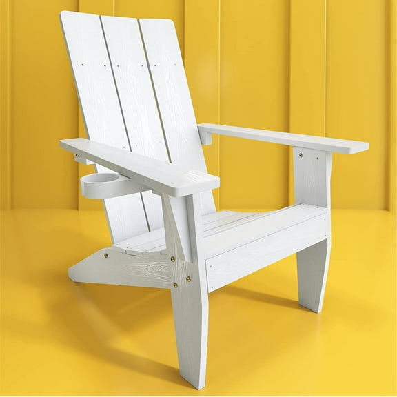 ZEKOO Adirondack Chair with Cup Holder Plastic Outdoor Patio Lawn Chair White
