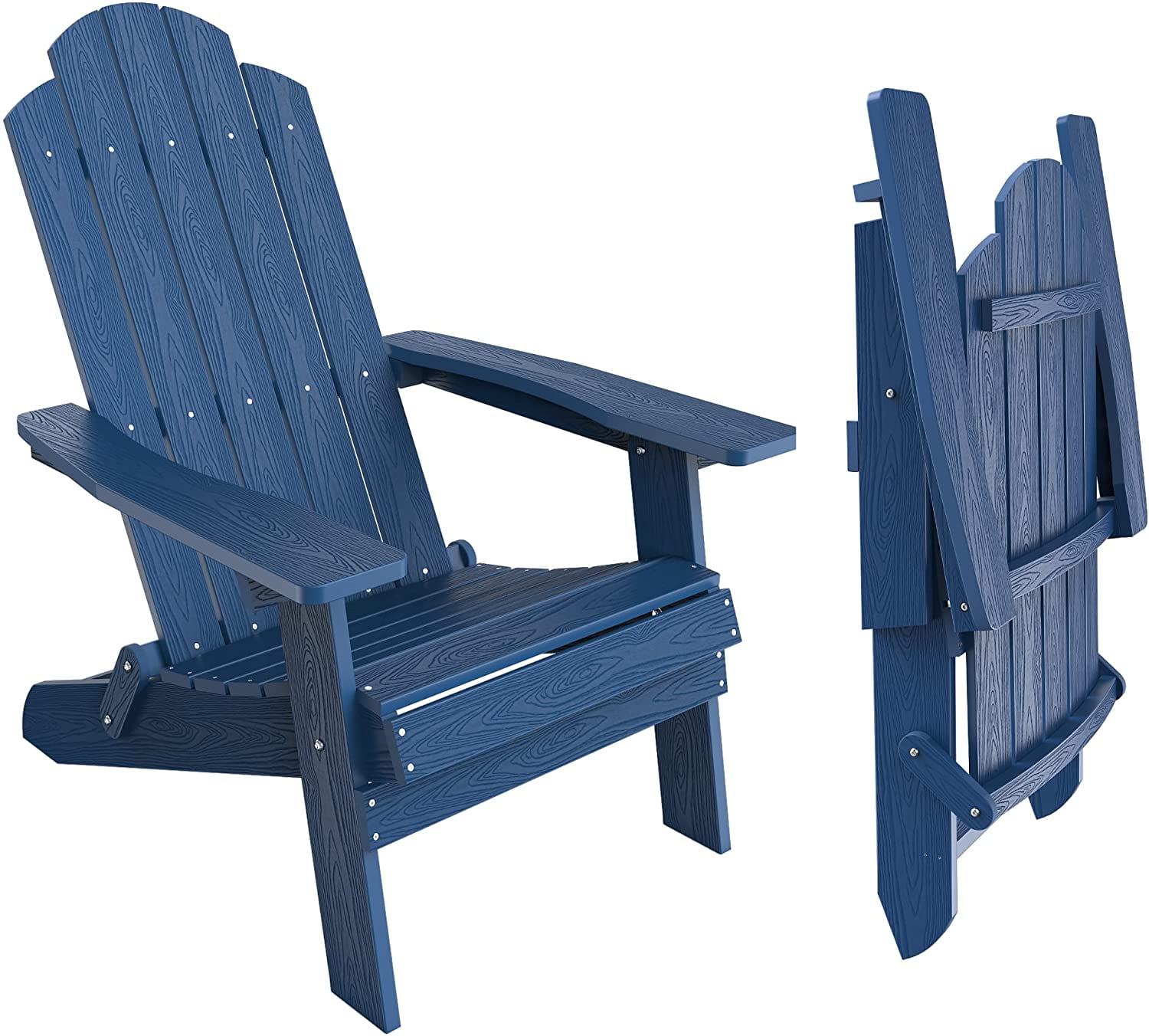 ZEKOO Folding Adirondack Chair Plastic Outdoor Patio Lawn Chair Navy Blue