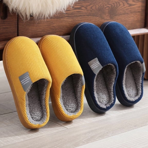 ZELAND Couple Plush Winter House Slippers - Thick Sole, Anti-slip, Warm Indoor Cotton Slippers for Women and Men