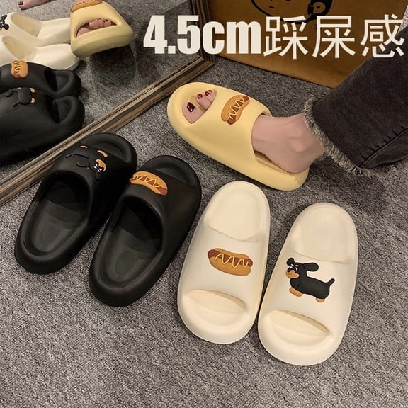 ZELAND Funny Hot Dog EVA Slide Sandals for Men and Women, Thick Sole, Non-Slip, Summer Beach House Slippers