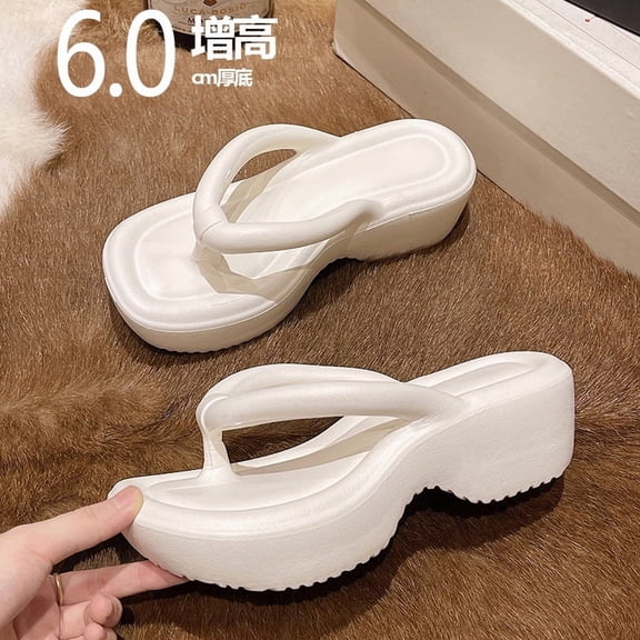 ZELAND High Heel Flip Flop Sandals for Women - Trendy Korean Style Ins Platform Thong Slippers with Thick Sole, Summer Outerwear