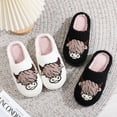 thumbnail image 1 of ZELAND Highland Cow Print Fuzzy Winter House Slippers for Men & Women - Warm, Non-Slip, Holiday Gift Indoor Shoes, 1 of 5