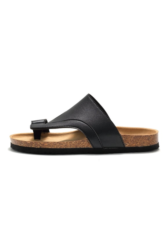 Men's Comfort Cork Thong Sandals: Trendy Korean Style Flip-Flops for Men & Youth, Ergonomic Arch Support Beach Sandals, Lightweight Non-Slip Toe-Post Summer Walking Shoes, Black/Tan