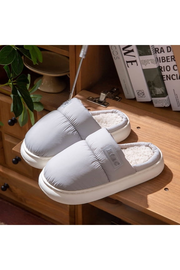 Men's Waterproof Winter Slippers - Unisex Couple's Indoor Outdoor House Shoes, High-Density Fleece Lined Warm Mules, Anti-Slip Thickened Sole, Easy-Clean Thermal Slides for Men & Women