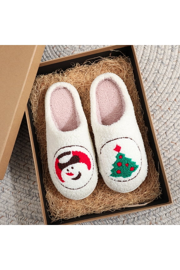 Unisex Christmas Gingerbread Man/Snowman Winter House Slippers - Cozy, Warm Indoor Plush Shoes for Men & Women