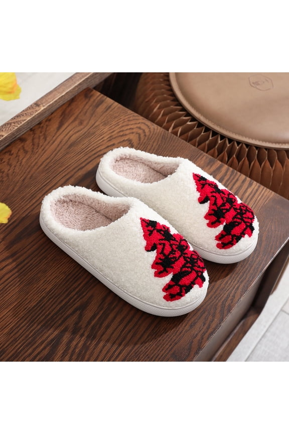 Unisex Christmas Tree Slippers - Soft Thick Sole, Anti-Slip, Warm Indoor House Shoes for Couples, Men & Women
