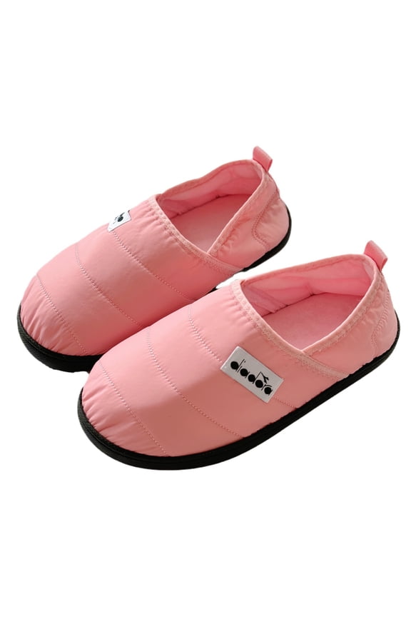 Unisex Insulated Puffer Cotton Slippers - Portable, Anti-Slip Rubber Sole, Faux Shearling Lined Winter House Shoes