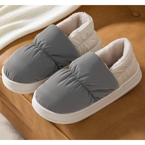 ZELAND Unisex Quilted Waterproof Puffer Slippers - Thick Sole, Anti-Slip Rubber, Warm Indoor/Outdoor Winter Mules