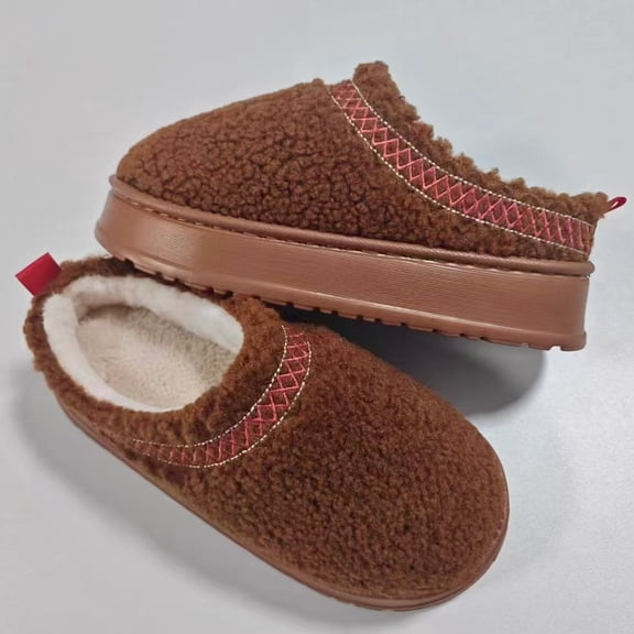 ZELAND Unisex Thick-Sole Winter Snow Boots - Casual Slip-On Suede-Look Fur-Lined Warm Cotton Shoes