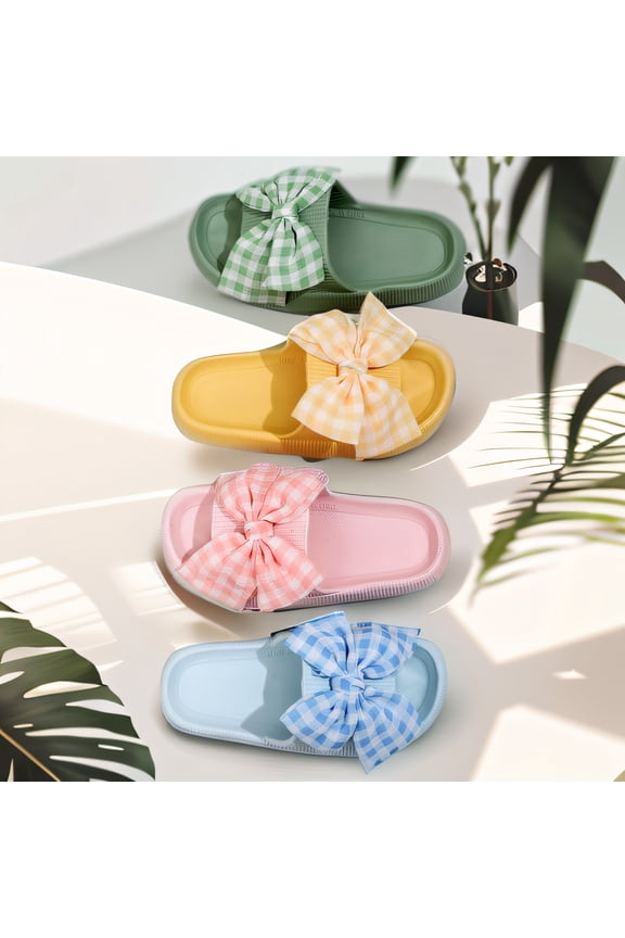 Women's 2024 Checkered Butterfly EVA Slides - Thick Sole, Soft 'Cushion Feel' Summer Slippers