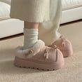thumbnail image 1 of ZELANDWomen's Ins-Style Plush Loafer Slippers - Cute Bow-Knot Faux Fur Mules, Winter Warm Fleece-Lined Slip-on Cotton Shoes with Platform Sole for Indoor & Outdoor Comfort, 1 of 8