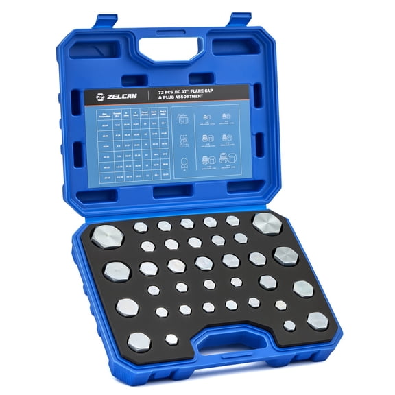 ZELCAN 72 pc JIC Hydraulic Cap and Plug Hose Tube Pipe Fitting Cap Kit 37 Flare