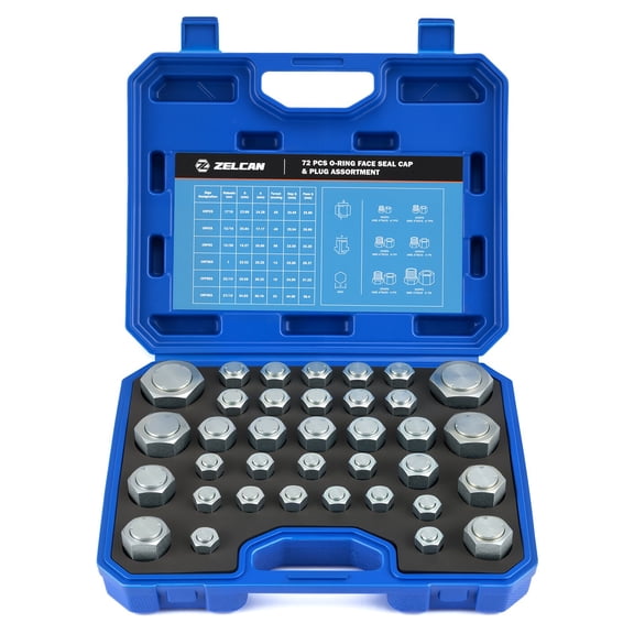 ZELCAN 72Pcs ORFS Cap and Plug Kit Hose Tube & Pipe Fitting Set Hydraulic 37
