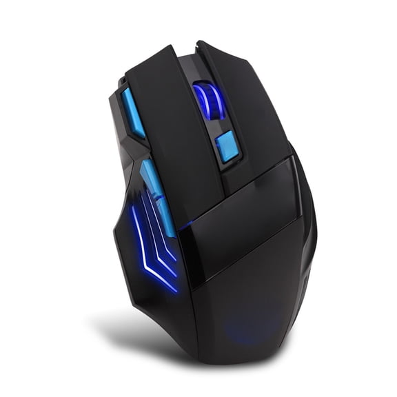ZELOTES F14 LED Optical Computer Mouse, Wireless 2.4GHz, Up to 4800 DPI Adjustable, 7 Programmable Buttons Gaming Mouse with Colorful Breathing Lights, Ergonomic Design, 5.7 inches / 14.5 cm, Black