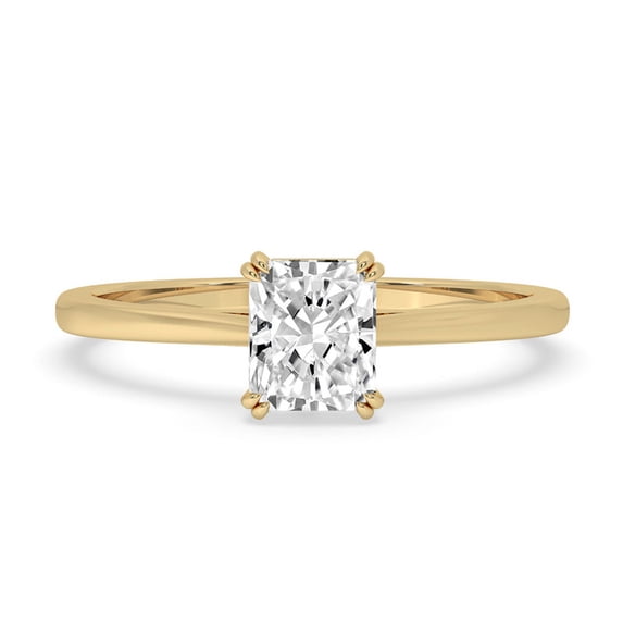 Radient Yellow ZELSU 1.00 CT Radiant Cut Moissanite Solitaire Engagement Ring in ...