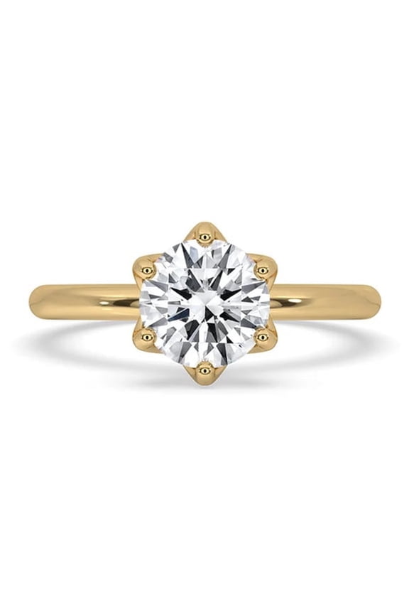 1.50 CT Round Cut Moissanite Engagement Ring with Tulip Six Prong Setting