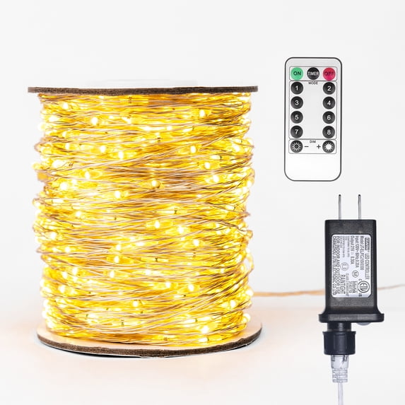 ZELUXDOT Fairy Lights Plug in,66FT 400 LEDs Waterproof Led String Lights,8 Modes Remote Twinkle Light for Bedroom Window Weddings Christmas Holiday Decoration,Silver Wire,2 Inch Led Space,Warm White