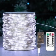 ZELUXDOT Fairy String Lights, 328Ft Cool White 1000 LED Silver Wire with Remote, 8 Modes Waterproof for Indoor Outdoor Christmas Wedding Decor