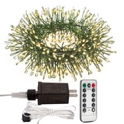 ZELUXDOT Firecracker Fairy Lights,20FT 200Leds Waterproof Twinkle Lights Plug in,8 Modes Remote String Light for Indoor Outdoor Christmas Wedding Birthday Patio Garden Decor,Green Wire,Warm White