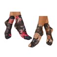 thumbnail image 1 of ZELVINN 2 Pairs Leopard & Floral Print Ankle Socks for Women Lightweight Breathable Sheer Mesh Sock, 1 of 12