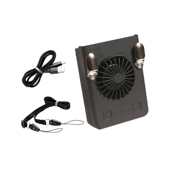 ZELVINN Neck Cord Cooling Fan Rectangular Housing Waist Mount Clip Button Controls Marked Front Panel Rechargeable Bat
